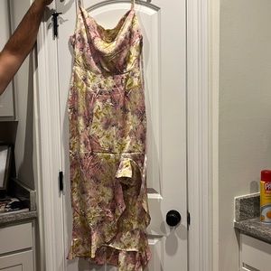 NWT Multi color Missguided high low ruffle dress